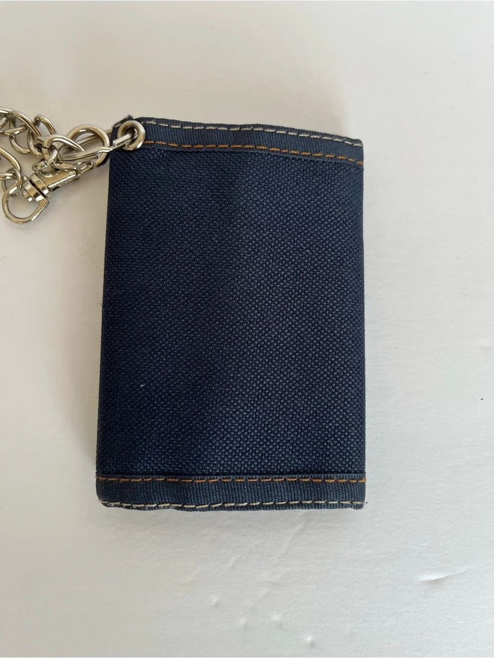 Y2K Paco Jeans Trifold Navy Denim Canvas Chain Vintage Wallet